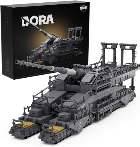 Nifeliz Eisenbahngeschütz Militär Klemmbausteine, Dora Deutscher Schwere Artillerie Modell Sammlerstück, WW2 Schienengeschütz, Geschenk für Erwachsene Männer (2355 Teile) von Nifeliz