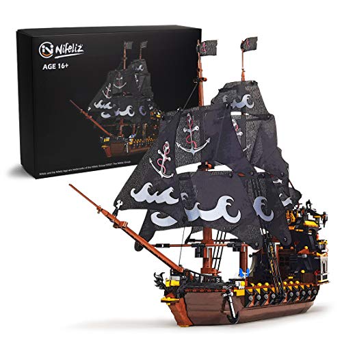 Nifeliz Piratenschiff Klemmbausteine, Black Piraten Schiff Segelschiff Bauspielzeug, Piraten Geschenk für Erwachsene und Jugendliche (1334 Teile) von Nifeliz