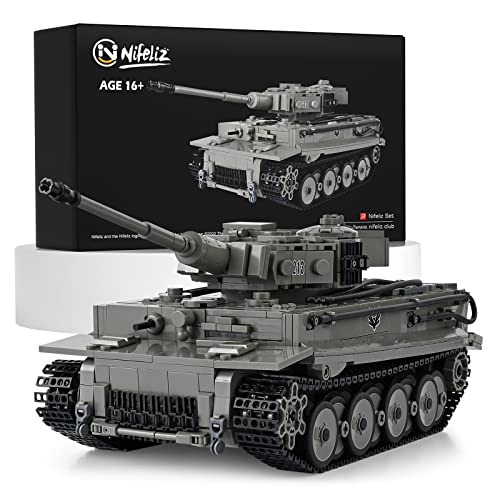 Nifeliz Tiger Panzer Modell Set, Militär WW2 Heavy Panzer Deutsch Bausteine für Erwachsene, Männer Kinder Geschenk (1776 Teile) von Nifeliz