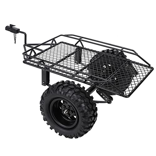 Niiyen RC Anhänger Metall RC Anhänger 1/10 RC Auto Anhänger, Metall RC Bucket Trailer Simulation Nachlaufendes Auto für TRX4 D90 SCX10 CC01 1/10 DIY Teile(Schwarz) von Niiyen