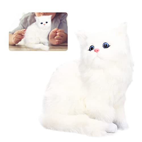 Niiyen Simulation Katzenfigur, reinweiße Katze, Plüschstatue, realistisches Kätzchen, Foto-Requisiten, Kunstfell, Haustier, Sammlerstück, für Katzenliebhaber von Niiyen