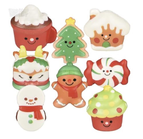 Christmas Fun Treat Micro Squish – Slow Rise Stress Relief, Fidget Toy, Sensory Play, Party Favors, Reward Chest - Hot Cocoa, Lebkuchenhäuser, Pfefferminzbonbons, Cupcakes und mehr! - 8 Stück von Nikki's Knick Knacks