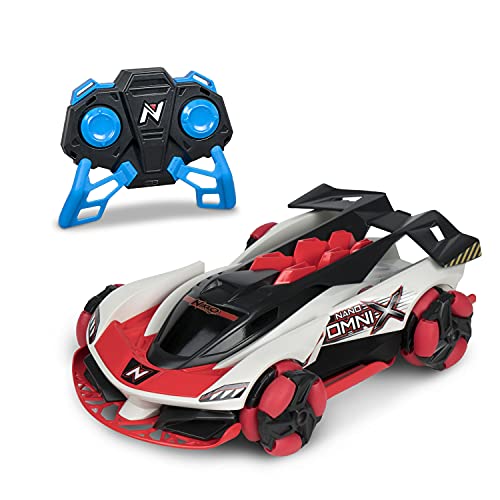 Nikko RC 10201 Nano Omni X, Ferngesteuertes RC Auto, Offroad Fahrzeug bis 14 km/h, Multidirektionale Räder für 360° Drehung, 2,4 Ghz, USB Schnellladung, Kinder ab 6 Jahren & Erwachsene, ca. 24 cm, Rot von Nikko