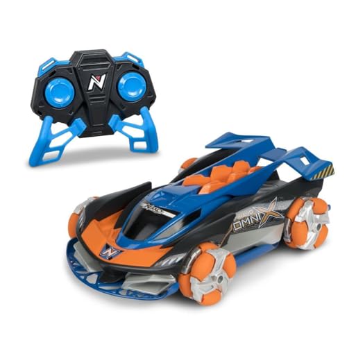 Nikko RC 10202 Nano Omni X, Ferngesteuertes RC Auto, Offroad Fahrzeug bis 14 km/h, Multidirektionale Räder für 360° Drehung, 2,4 Ghz, USB Schnellladung, Kinder ab 6 Jahren & Erwachsene, ca. 24cm, Blau von Nikko