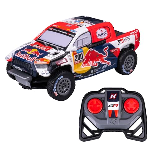 Nikko RC 10591 Night Mode Toyota Gazoo Dakar, Ferngesteuertes Rallye Auto, realistische Details, LED Scheinwerfer, 25 cm, 2,4 GHz Fernsteuerung, 40 m Reichweite, für Kinder ab 6 Jahren, Blau von Nikko