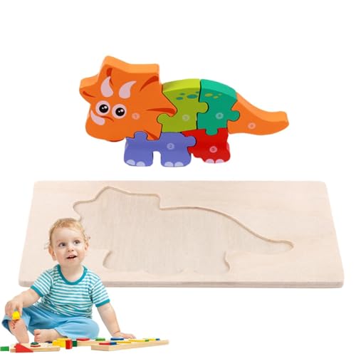 -Cartoon-Puzzles,Dinosaurier-Puzzles aus Holz, Pädagogische Holzpuzzles Dinosaurier-Puzzlespielzeug, Frühlernendes Kinder-Puzzlespielzeug für Kinder, und Mädchen ab 3 Jahren von Niktule