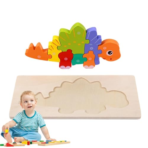 Holz-Dinosaurier-Puzzles, pädagogisches -Cartoon-Puzzle,Pädagogische Holzpuzzles Dinosaurier-Puzzlespielzeug | Frühlernendes Kinder-Puzzlespielzeug für Kinder, und Mädchen ab 3 Jahren von Niktule