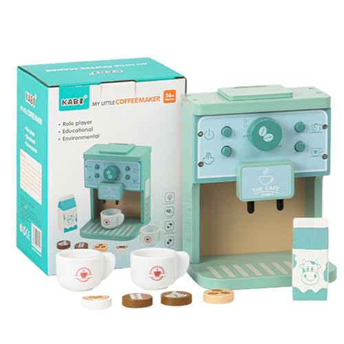 Kaffeemaschine Spielzeugset, Kinderkaffeemaschine Holzküchenspielzeug, Hölzerne Kinder Kaffeemaschine Playset Toy, Bildungsspiel Kitchen -Accessoires geben vor von Niktule