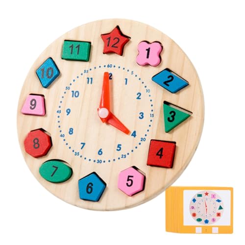 Niktule Kinderuhr Lernspielzeug, Holzform-Sortieruhr,Holzuhr Spielzeug Sichere Lehruhren - Holzspielzeug, Lernspielzeug zum Lernen, unterhaltsames, pädagogisch ansprechendes Lernwerkzeug für Kinder von Niktule