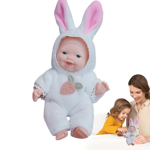 Niktule -Reborn-Puppe, Puppen für Mädchen - Kleine Puppen | 6 Zoll weicher Körper handgemachte kleine wiedergeborene Puppe mit Hasenkostüm Weihnachtsgeburtstagsgeschenke für Kinder Mädchen von Niktule