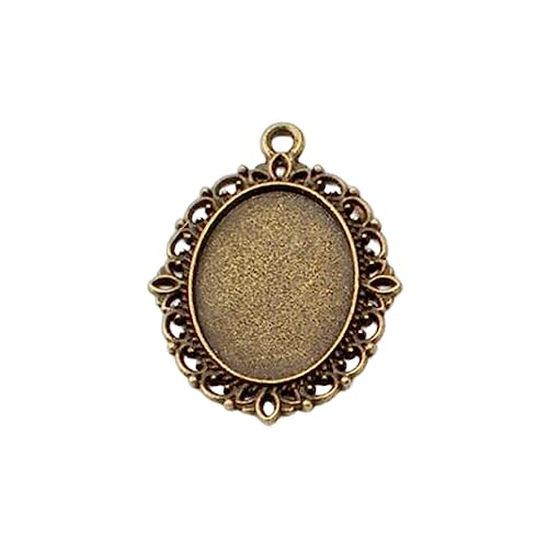 Nilioyul 50 stücke Anhänger Basis Vintage Antike Blank Cameo Cabochon Edelstein Basen Legierung Blank Halskette Schmuck Einstellung Kleidung, Antike Bronze von Nilioyul