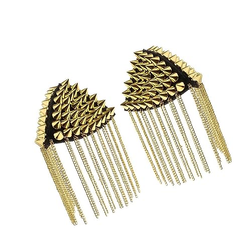 Nilioyul Elegantes Nieten Quastenketten Epaulet Mode Schulterbrett Abzeichen, Gold, 11 x 12 x 5 cm von Nilioyul