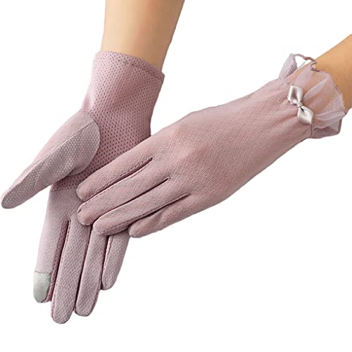 Nilioyul Fahrhandschuhe Lace Style Mesh Atmungsaktiv Elegant Damen Fäustlinge Kostüme Zubehör für Outdoor Aktivitäten, Violett von Nilioyul