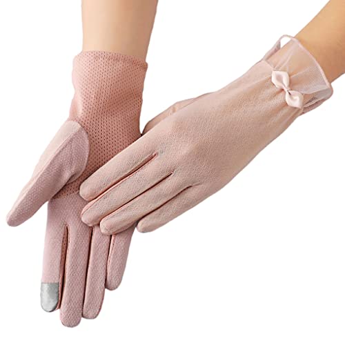 Nilioyul Fahrhandschuhe Lace Style Mesh Atmungsaktiv Elegant Damen Fäustlinge Kostüme Zubehör für Outdoor Aktivitäten, rosa von Nilioyul