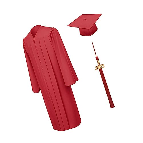 Nilioyul Genießen Sie den Abschluss mit Stil und Komfort. Hochwertiges Abschlusskleid aus Fasern, Abschlusskappe und Abschlussuniform, rote Größe 45 von Nilioyul
