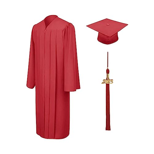 Nilioyul Genießen Sie den Abschluss mit Stil und Komfort. Hochwertiges Abschlusskleid aus Fasern, Abschlusskappe und Abschlussuniform, rote Größe 54 von Nilioyul