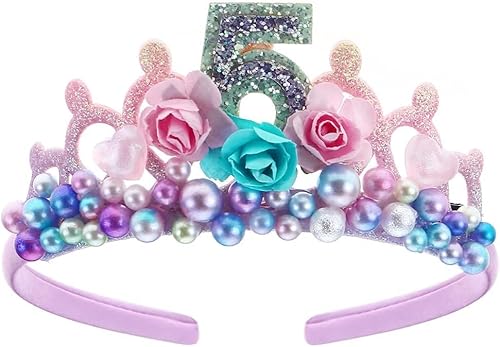 Niltracy 5 Geburtstag Krone für Mädchen, Mehrfarbig, Einweg, verstellbare Größe, bequem, Mädchen 5 Geburtstag Tiara Stirnband Niltracy 5 Geburtstag Krone für Mädchen, Mehrfarbig, Einweg, verstellbare Größe, bequem, Mädchen 5 Geburtstag Tiara Stirnband von Niltracy
