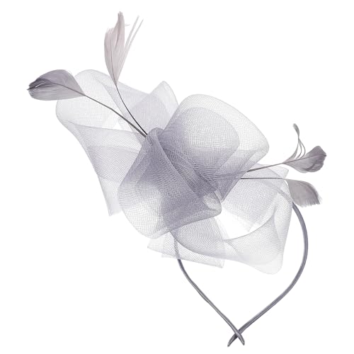 Niltracy Haarblume mit Schleier und Federn, 2-in-1-Haarspange und Stirnband, Grau, ideal für Teepartys und Cocktailpartys, Brautschleier, Federhaarblume, Modell HA9162 Niltracy Haarblume mit Schleier und Federn, 2-in-1-Haarspange und Stirnband, Grau, ideal für Teepartys und Cocktailpartys, Brautschleier, Federhaarblume, Modell HA9162 von Niltracy