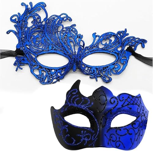 Niltracy Maskerade-Maske für Damen, Paar, Karneval, Maske für Herren, venezianische Halloween-Maske für Party, Abschlussball, Ball (blau) von Niltracy