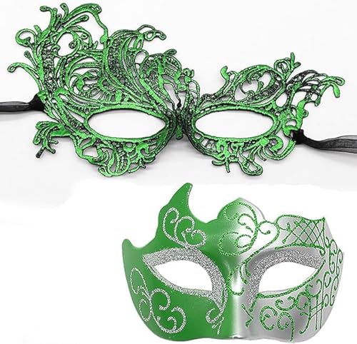 Niltracy Maskerade-Maske für Damen, Paar, Karneval, Maske für Herren, venezianische Halloween-Maske für Party, Abschlussball, Ball (grün) von Niltracy