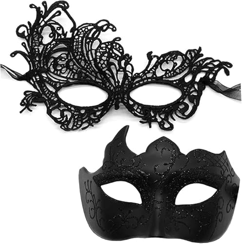 Niltracy Maskerade-Maske für Damen, Paar, Karneval, Maske für Männer, venezianische Halloween-Maske für Party, Abschlussball, Ball, Schwarz von Niltracy