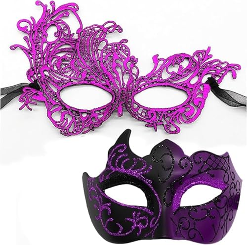 Niltracy Maskerade-Maske für Damen, Paar, Karnevalsmaske für Herren, venezianische Halloween-Maske für Party, Abschlussball, Ball (lila) von Niltracy