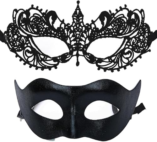 Niltracy Paar Maskerade Spitze Maske Set, Fit für Frauen und Männer Venezianische Halloween Masken von Niltracy