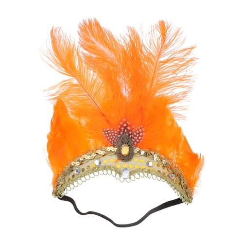 Niltracy Pailletten Feder Kopfschmuck 1920er Jahre Karneval Party Zubehör Party Feder Stirnband (Orange) von Niltracy