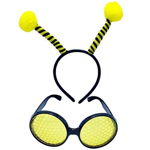 Niltracy Party-Kostüm, gelbes Bienen-Haarband und Brille, gelbe Farbe mit Bienen-Design, ideal für Partyverkleidungen, 2-teiliges Set Niltracy Party-Kostüm, gelbes Bienen-Haarband und Brille, gelbe Farbe mit Bienen-Design, ideal für Partyverkleidungen, 2-teiliges Set von Niltracy