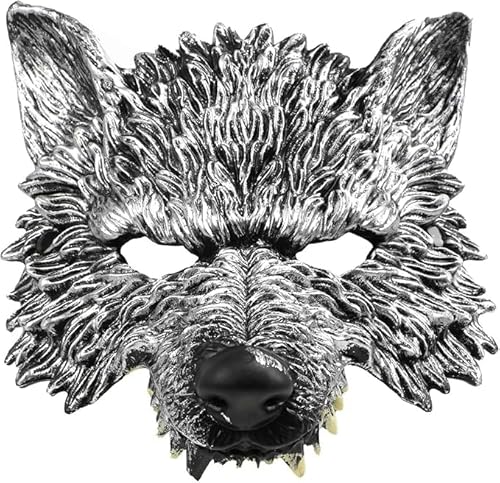 Wolfsmaske Werwolf Halbgesichtsmaskerade 3D-Maske für Männer Frauen Tiere Bestie konsumieren Bühnenauftritte Party Cosplay Halloween von Niltracy