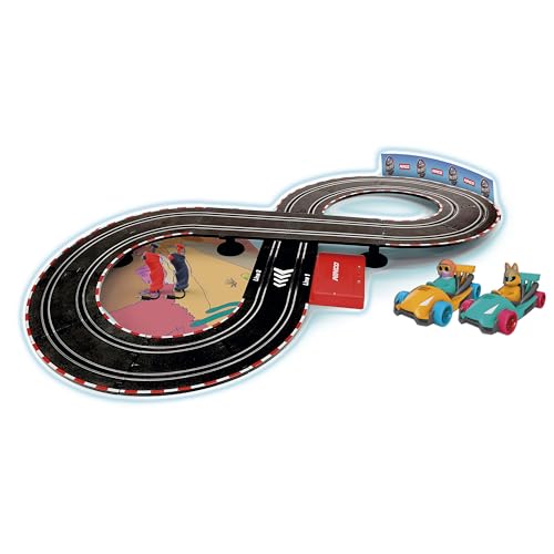 Ninco - Slot-Schaltung | Velokú Racers Desert, Kinderrennstrecke mit 260 cm Langer Strecke, lustigen Fahrzeugen mit Lichtern und 2 Figuren, konzipiert für Kinder ab 3 Jahren (91020) von Ninco