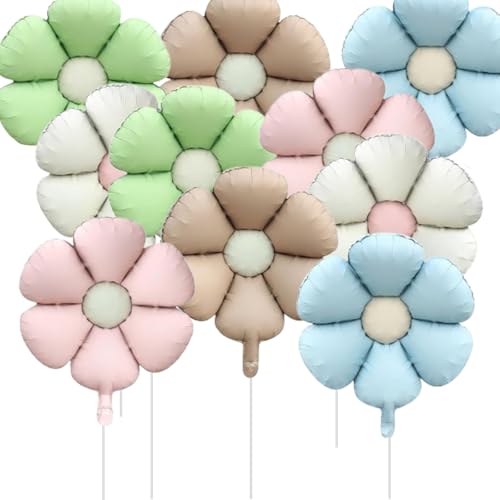 Nine San 10 Stück Gänseblümchen Folienballons Bunte Daisy Luftballons Blume Geformte Ballons Hochzeit Baby Shower Babyparty Party Dekoration（47 * 59cm) von Nine san