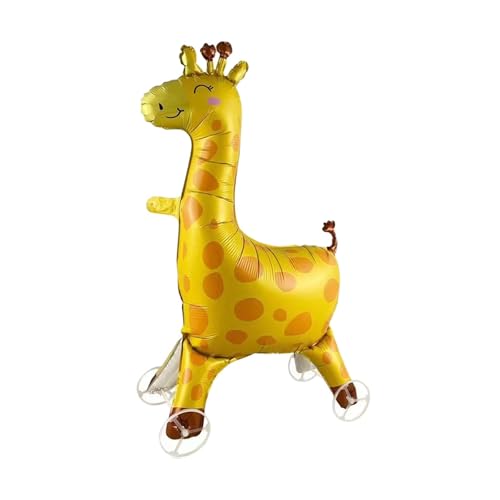 Nine San Walking Giraffe Luftballons Stehend 3D Giraffen Folienballon with Wheels Giraffe Helium Ballon Walker Giraffenballon Dschungel Party Geburtstag Deko von Nine san