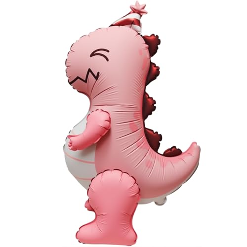 Nine San 3D Pink Dino Luftballons Cute Rosa Dinosaurier Folienballon Stehend Geburtstag Dinoballon Kinder Dschungel Dinoparty Deko von Nine san