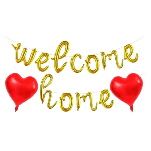 Nine San Gold Welcome Home Buchstaben Luftballon Golden Herzlich Willkommen Zuhause Baby Alphabet Banner Folienballon Babyparty Geburt Party Deko von Nine san