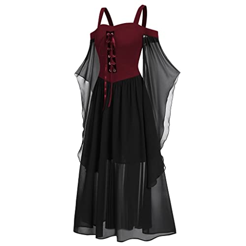 Gothic Halloween Kleid Renaissance Kleid Viktorianisches Korsett Kleid Festival Weihnachten Renaissance Viktorianisches ärmelloses Kostüm Kleid Mittelalter für 2024 Steampunk Chiffon Kleid Kleider von Ninedayx