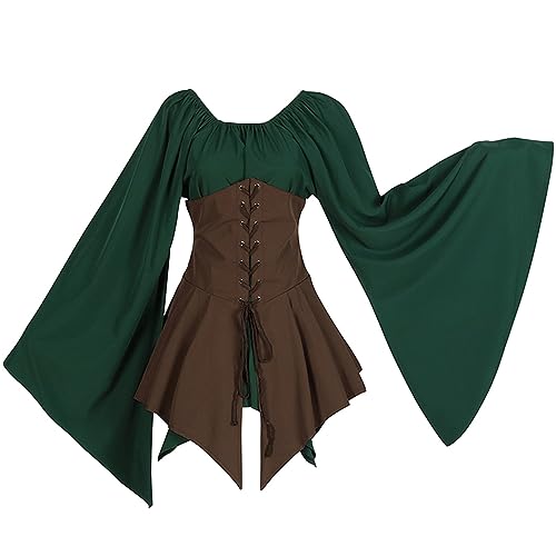 Gothic Kleid Halloween Mittelalter Kostüm Gothic Kostüm Weihnachten Ärmellos Korsett Steampunk Kleid Renaissance Kostüm Mittelalter Kostüm Halloween Chiffon Spitzenkleid Kleid Viktorianischer Saum von Ninedayx