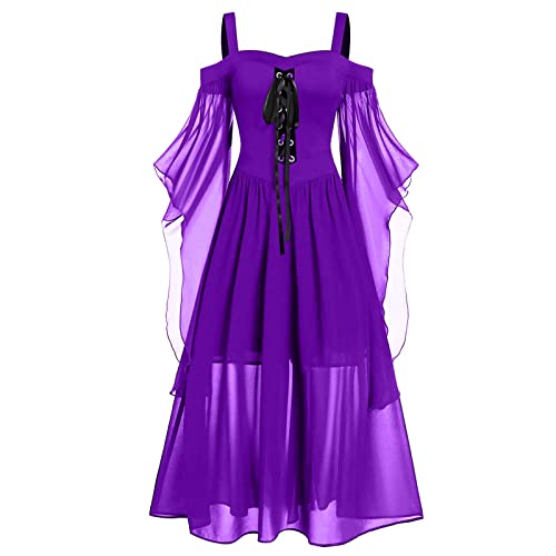 Gothic Kostüm Mittelalter Renaissance Kleid Viktorianischer Engel Gefallenes Mittelalter Korsett Prom Halloween Spitze Stil Kleid Ärmel Steampunk Kleid Ausgestelltes Kostüm Kleider Chiffon Schwarz von Ninedayx