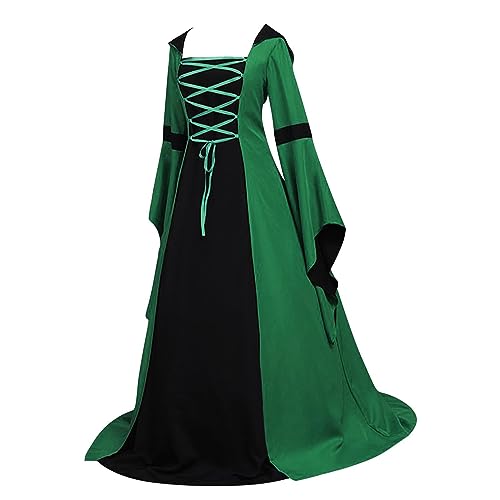 Ninedayx Renaissance-Kleid, mittelalterliches Hexenkostüm, viktorianisches Kostüm, Halloween-Kostüme für Frauen, Hexe, Sarah-Kostüm, Gothic-Kostüm, Retro-Karneval, Tudor-Kostüm, quadratischer von Ninedayx