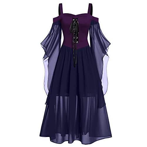 Ninedayx Übergröße Gothic Kleid Mittelalter Renaissances Kleider Court Maxi Bell Plus High Size Mesh Retro Gothic Kostüm Viktorianisches Kleid Abschlussball Hexe Taille Kleid Ärmel 2024 von Ninedayx