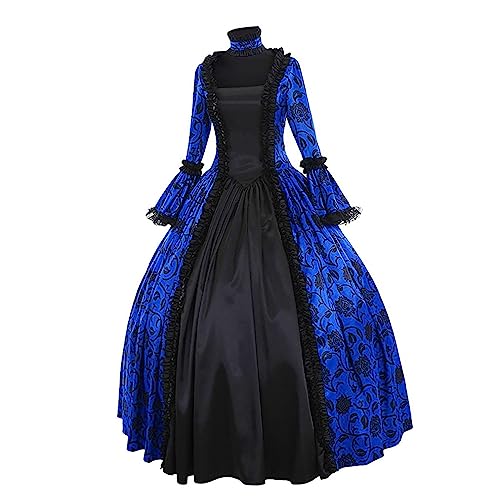 Viktorianischer Stil Kleid Renaissance Kleid Halloween Kostüm Korsett Rund viktorianisches Kostüm Halloween UK Kleider Steampunk Ärmel Partykleid Kleid für Kurz Retro Hals Kostüm Kleid 2024 von Ninedayx