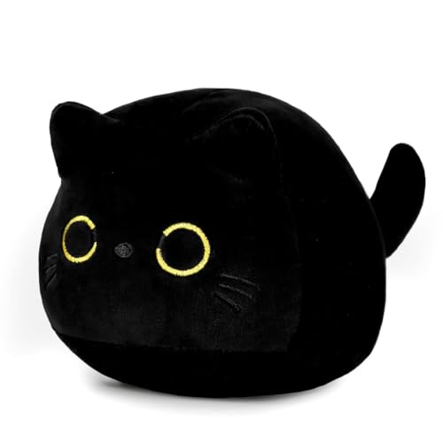 Ninesun Schwarze Katze Kuscheltier, Plüschtier Katze 18cm, Süß Stofftier zum Kuscheln & Spielen, Plüschkissen Puppe Geschenk für Fans Kinder Mädchen Jungen von Ninesun