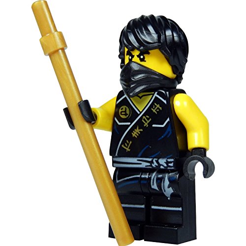 LEGO Ninjago: Minifigur Cole (schwarzer Ninja) mit goldenem Kendostab 2015 Neuheit von LEGO