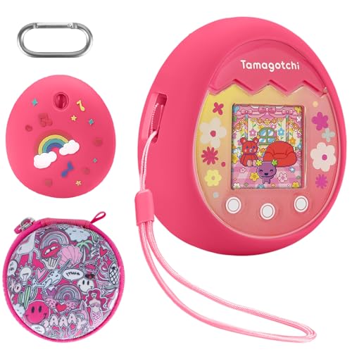 Silikon Hülle und Hartschalenkoffer kompatibel für Tamagotchi interaktive Virtuelles Haustierspielzeug, Silikon Schutzhülle und Aufbewahrung für Tamagotchi mit Handschlaufe von Ninonly