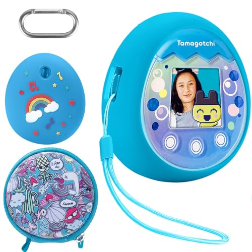 Silikon Hülle und Hartschalenkoffer kompatibel für Tamagotchi interaktive Virtuelles Haustierspielzeug, Silikon Schutzhülle und Aufbewahrung für Tamagotchi mit Handschlaufe von Ninonly