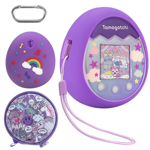 Silikon Hülle und Hartschalenkoffer kompatibel für Tamagotchi interaktive Virtuelles Haustierspielzeug, Silikon Schutzhülle und Aufbewahrung für Tamagotchi mit Handschlaufe von Ninonly