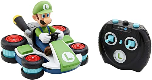 Nintendo Super Mario Kart Luigi RC Racer, 2,4 GHz mit voll funktionsfähiger Lenkung für 360° Drehungen Luigi Race RC Auto Mehrfarbig von World of Nintendo