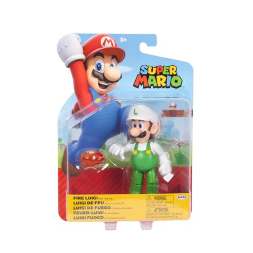 Nintendo - Super Mario Bros – Figur mit Gelenken, 10 cm – Feuerluigi mit Feuerball von Nintendo