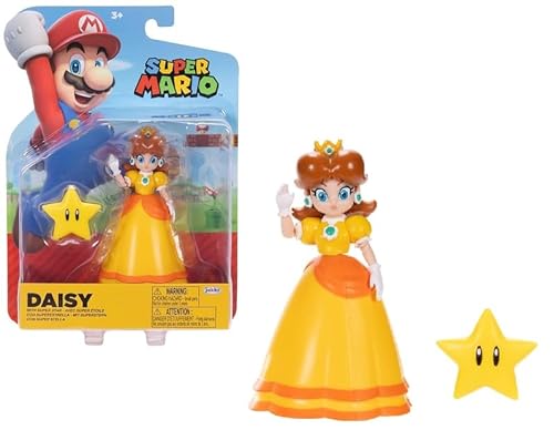 Nintendo - Super Mario Bros – Figur mit Gelenken, 10 cm – Figuren Prinzessin Daisy + Superstern von Nintendo