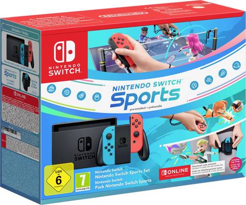 Nintendo Switch Konsole 32GB Grau, Neonblau, Neonrot inkl. Switch Sports + Gurt, inkl. 12 Monate Swi von Nintendo